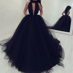 Afbeelding in Gallery-weergave laden, Sexy Halter Top Tulle Ballgowns Prom Dresses 2018 Backless Evening Gowns
