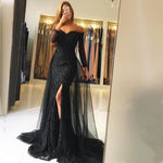 Load image into Gallery viewer, Off Shoulder Lace Mermaid Dresses With Split
