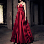 Load image into Gallery viewer, Sexy Long Satin V-neck Prom Dresses 2018 Evening Gowns
