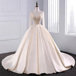 Load image into Gallery viewer, Sequins Beaded V Neck Champagne Wedding Dresses Ball Gowns With Sleeves

