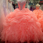 Load image into Gallery viewer, Crystal Beaded Sweetheart Organza Layered Ball Gowns Quinceanera Dresses
