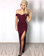 Load image into Gallery viewer, Burgundy-Prom-Dresses-Mermaid-Evening-Gowns-Long
