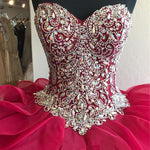 Load image into Gallery viewer, Gorgeous Crystal Beaded Bodice Corset Organza Ruffles Quinceanera Dresses Ball Gowns
