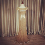 Load image into Gallery viewer, Silver Sequin Cap Sleeves Bridesmaid Dresses Floor Length
