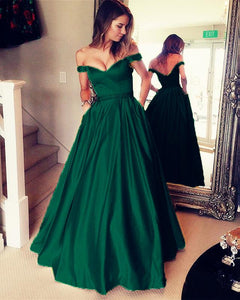 Emerald-Green-Evening-Dresses-Off-The-Shoulder-Prom-Gowns-2019