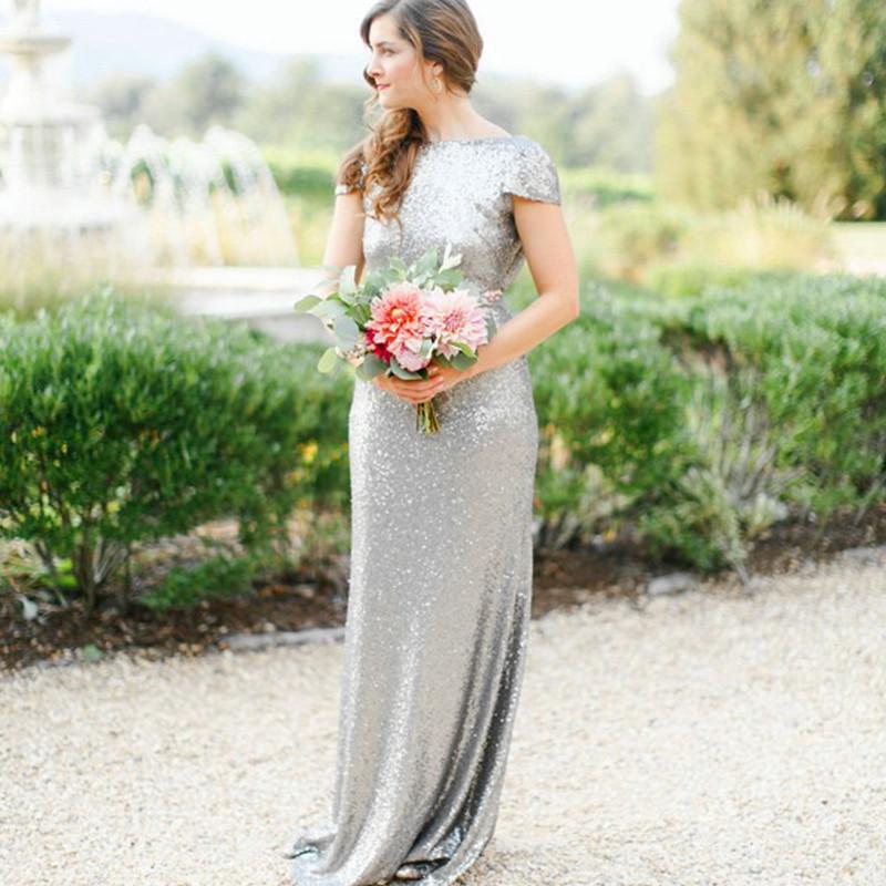 Silver-Sequin-Prom-Dresses-Mermaid-Cap-Sleeves-Evening-Formal-Gowns