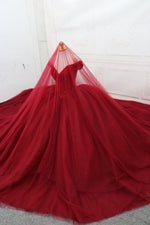 Cargar imagen en el visor de la galería, Off The Shoulder Tulle Royal Train Wedding Dresses Crystal Beaded
