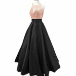 Load image into Gallery viewer, Glitter Sequins Halter Top Long Satin Ball Gowns Prom Dress

