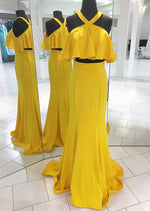 Cargar imagen en el visor de la galería, Mermaid Style Ruffles Top Long Two Piece Prom Dresses
