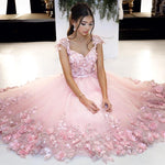 Load image into Gallery viewer, Elegant Handmade Flower Beaded Tulle Coral Pink Homecoming Dresses
