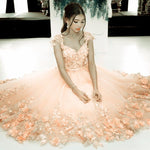 Load image into Gallery viewer, Elegant Handmade Flower Beaded Tulle Coral Pink Homecoming Dresses
