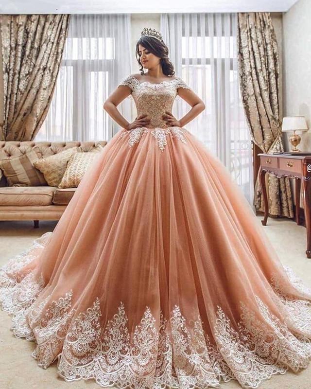 Coral-Pink-Ball-Gowns-Quinceanera-Dresses