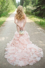 Afbeelding in Gallery-weergave laden, Sweetheart Organza Ruffles Mermaid Wedding Dresses 2017
