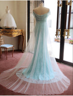 Cargar imagen en el visor de la galería, elegant tulle mermaid off shoulder prom dresses lace appliques
