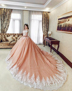 Princess-Wedding-Dresses-Ball-Gowns-Lace-Off-The-Shoulder-Bride-Dresses-Royal-Train