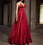 Load image into Gallery viewer, Sexy Long Satin V-neck Prom Dresses 2018 Evening Gowns
