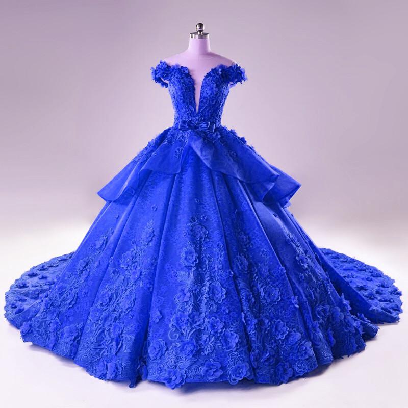 Illusion Neckline Cap Sleeves Floral Lace Ball Gowns Wedding Dresses 2018
