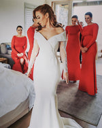 Load image into Gallery viewer, Mermaid Wedding Dresses Long Sleeves Off Shoulder
