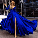 Load image into Gallery viewer, Sexy Leg Slit Long Sleeves Chiffon Prom Dresses
