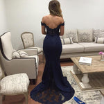 Load image into Gallery viewer, Off The Shoulder Mermaid Evening Dresses Lace Appliques
