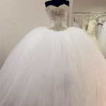 Load image into Gallery viewer, Gorgeous Pearl And Crystal Beaded Organza Ball Gowns Wedding Dresses
