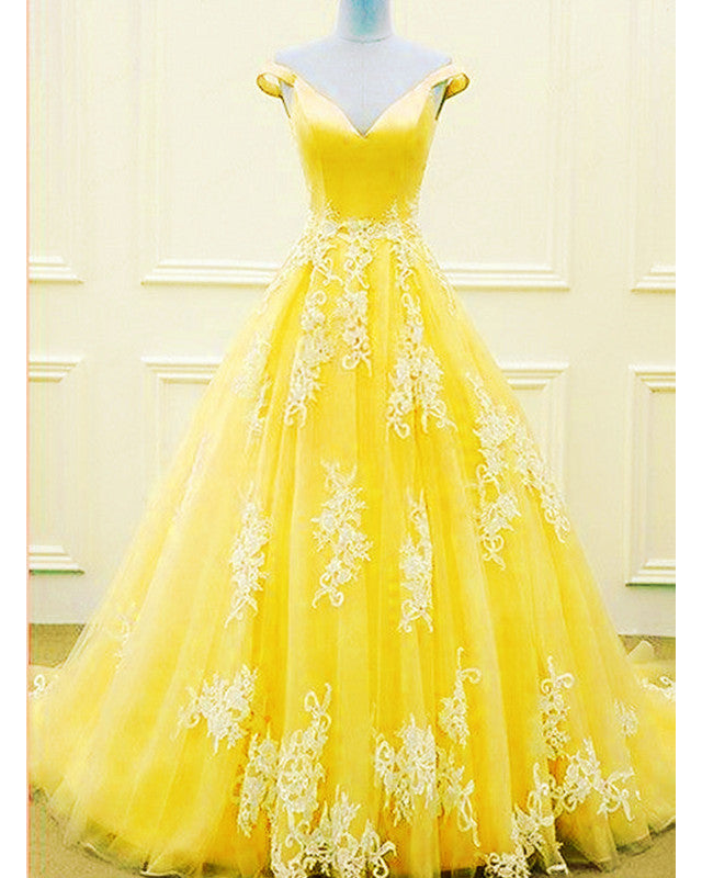 Yellow Ball Gowns Prom Dresses 2020